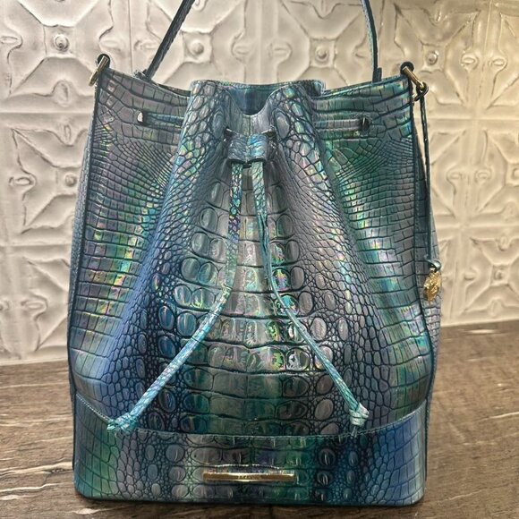 Brahmin Blue Topaz Ombre Marlow NWOT Bucket bag - Picture 1 of 6